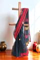 Black Red Stripe Applique Kota Cotton Saree